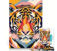 Rompecabezas Plano Abstracto Tiger Pop de 1000 Piezas para Adolescentes Juguete Inteligente para Pasar Tiempo en Familia Piezas de colección de Arte con Corte preciso 50x75cm