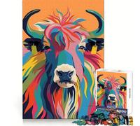 Rompecabezas Plano Abstracto Yak de 1000 Piezas para Adolescentes Entrenamiento de concentración, Escape Tranquilo, unión precisa, Regalo considerado (50x75cm)