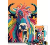 Rompecabezas Plano Abstracto Yak para Adultos,1000 Piezas,Juego de Entrenamiento cognitivo,Encaje Huecos,Actividad Relajante para la Mente (50x75cm)