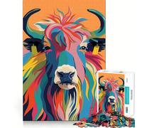 Rompecabezas Plano Yak Abstract de 1000 Piezas para Adolescentes,Juego de Memoria y concentración,Calidad Profesional,Ideal para Recortar y Relajarse en Grupo (38x26cm)