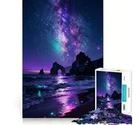 Rompecabezas Playa Nocturna con Vía Láctea para Adultos, 1000 Piezas, Juguete Inteligente para Jugar en Interiores, Corte Limpio, (50x75cm)