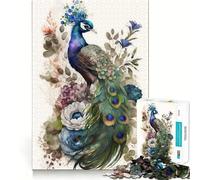 Rompecabezas Pluma de Pavo Real de 1000 Piezas para Adolescentes Mejora la Memoria Pasatiempo Tranquilo Bordes precisos Regalo de cumpleaños (38x52cm)