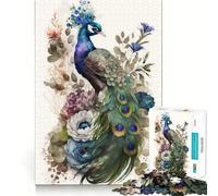 Rompecabezas Pluma de Pavo Real para Adultos, 1000 Piezas, Juguete Intelectual, Diversión Pacífica, Corte Preciso, Lista de Deseos de Santa Claus (50x75cm)