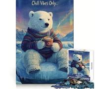 Rompecabezas Polar Bear Chill Vibes In Snow with Aurora de 1000 Piezas para Adolescentes Juguete de lógica, Sencillo, Divertido, con Bordes Suaves y Elegante Regalo Ideal (38x52cm)