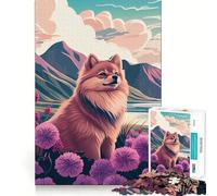 Rompecabezas Pomerania Naturaleza Pompón 1000 Piezas para Adolescentes Juguete para Ejercitar la Mente Tiempo Arte Montaje Regalo de Temporada (50x75cm)