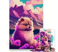 Rompecabezas Pomerania Naturaleza Pompón 1000 Piezas para Adultos Desarrollo Mental Liberación del Estrés Arte de Pared con Bordes Precisos Decoración (50x75cm)