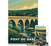 Rompecabezas Pont Du Gard Francia de 1000 Piezas - Actividad Relajante para el Desarrollo cognitivo - Corte preciso (38x52cm)