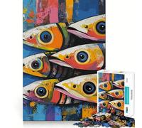 Rompecabezas Pop Art de Peces Coloridos para Adolescentes, 1000 Piezas, Rompecabezas Mental, Juego Casual y Relajante, Regalo conmovedor (38x52cm)