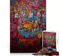 Rompecabezas Pop Art Pez Dorado en Graffiti de 1000 Piezas para Adultos y Adolescentes Juguete para Pensar y Saber Alivio del Estrés Regalo Navideño de Corte Claro (50x75cm)