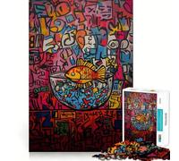 Rompecabezas Pop Art Pez Dorado en Graffiti de 1000 Piezas para Adultos y Adolescentes Juguete para Pensar y Saber Alivio del Estrés Regalo Navideño de Corte Claro (50x75cm)