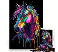 Rompecabezas Pop Art Rainbow Horse de 1000 Piezas para Adultos Juguete Inteligente para armar Juntos Diversión con Corte preciso Exhibición artística (38x52cm)