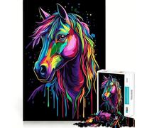 Rompecabezas Pop Art Rainbow Horse de 1000 Piezas para Adultos Juguete Inteligente para armar Juntos Diversión con Corte preciso Exhibición artística (38x52cm)