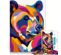 Rompecabezas Pop Bear Abstracto Plano de 1000 Piezas para Adolescentes, Juguete de Lógica de Tren, Alivio del Estrés, Corte Suave, Regalo Memorable (38x26cm)
