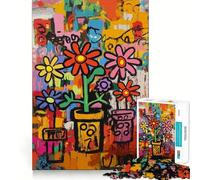 Rompecabezas Pop Colorful Flower Pot Art de 1000 Piezas para Adultos Rompecabezas para Mejorar la Memoria y aliviar el estrés Diseño para armar (50x75cm)