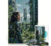 Rompecabezas postapocalíptico de una Mujer en un Espacio Urbano para Adolescentes, 1000 Piezas, Wise Think Toy Gentle Leisure, Corte Ajustado, Lista de Deseos de Santa Claus (38x26cm)