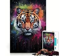 Rompecabezas Powder Splash Tiger de 1000 Piezas para Adultos Rompecabezas de Memoria Disfrute del Montaje Lento de la Imagen Regalo Creativo 50x75cm