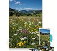 Rompecabezas Pradera de Flores Silvestres en un Valle,1000 Piezas,Juego Que estimula el Cerebro,Ajuste Espacios,Entretenimiento Acogedor para Interiores para Todos (38x26cm)