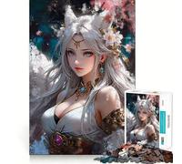 Rompecabezas Princesa Zorra Blanca Niña 1000 Piezas para Adultos Mejora la Memoria Tiempo de Aprendizaje Imagen Ensamblaje Obra de Arte 50x75cm