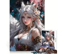 Rompecabezas Princesa Zorra Blanca Niña 1000 Piezas para Adultos Mejora la Memoria Tiempo de Aprendizaje Imagen Ensamblaje Obra de Arte 50x75cm