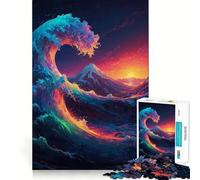 Rompecabezas prismático de Olas Grandes de 1000 Piezas para Adolescentes Mejora la Memoria, diversión Relajante, Bordes Afilados, 38x26cm