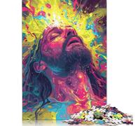 Rompecabezas psicodélico Colorido de Jesús Caminando sobre el Agua, Rompecabezas Rectangular de Papel para Adultos, 1000 Piezas (75 x 50 cm)