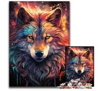 Rompecabezas psicodélico Colorido de Nebula Wolf 1000 Piezas para Adultos Rompecabezas imposibles para Adultos Juego Familiar Interactivo Decoración del hogar Regalo 1000 Piezas (38x26cm)