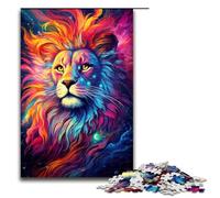 Rompecabezas psicodélico de 1000 Piezas con diseño de león Colorido de Madera para Juegos educativos decoración del hogar 75 x 50 cm