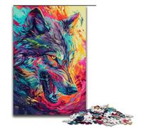 Rompecabezas psicodélico de 1000 Piezas con diseño de Lobo Adultos Ideal para Navidad con Papá Noel para Adolescentes a Partir de 14 años 75 x 50 cm.