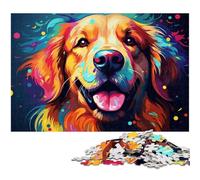 Rompecabezas psicodélico de 1000 Piezas de Golden Retrievers para Adultos Adolescentes a Partir de 14 años 1000 Piezas (38 x 26 cm)