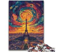 Rompecabezas psicodélico de 1000 Piezas para Adolescentes con diseño de la Torre Eiffel, para Pasar el rato con Piezas aleatorias y Totalmente entrelazadas, 38x26cm