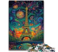 Rompecabezas psicodélico de 1000 Piezas para Adultos, con la Torre Eiffel, Ideal para Jugar en Familia, decoración de Pared, cumpleaños y Navidad, 50x75cm