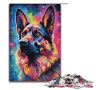 Rompecabezas psicodélico de 1000 Piezas para Adultos de Madera de Pastor alemán Colorido para Adultos difícil y desafiante 1000 Piezas (38 x 26 cm)