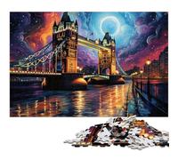 Rompecabezas psicodélico de 1000 Piezas para Adultos Puente de Londres de Noche de Madera Regalo Divertido (tamaño 75 x 50 cm)