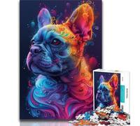 Rompecabezas psicodélico de Bulldog francés para Adolescentes, 1000 Piezas, Juegos educativos, decoración de Pared, cumpleaños y Navidad (50x75cm)