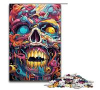 Rompecabezas psicodélico de Calavera Malvada de 1000 Piezas Colorido Adultos Ideal para Navidad con Papá Noel para Adolescentes a Partir de 14 años 75 x 50 cm.