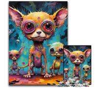 Rompecabezas psicodélico de Chihuahua de 1000 Piezas para Adultos, Cerebro, Actividad educativa para Adolescentes, 26x38cm/10,23x14,96 Pulgadas.