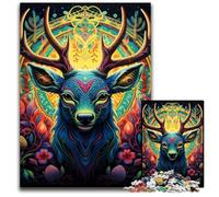Rompecabezas psicodélico de Ciervos 1000 Piezas para Adultos, desafiante Juego para Adultos, Actividad interactiva Familiar 50x75cm/19,68x29,52 Pulgadas