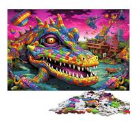 Rompecabezas psicodélico de cocodrilo del Nilo para Adultos 1000 Piezas Madera Regalo Divertido (75 x 50 cm)