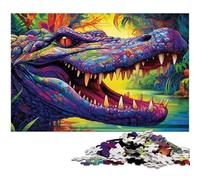 Rompecabezas psicodélico de cocodrilo del Nilo para Adultos 1000 Piezas Papel Juegos Familiares cumpleaños (38 x 26 cm)