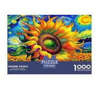 Rompecabezas psicodélico de Girasol de 1000 Piezas de Papel Reciclado, Vibrante, para Adultos, Juego Educativo, descompresión, decoración de Pared, 38 x 26 cm (1000 Piezas)