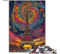 Rompecabezas psicodélico de la Torre Eiffel de 1000 Piezas para Adultos y Adolescentes Ideal para Pasar el rato y fomentar el Amor en Pareja (26x38cm)