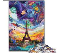 Rompecabezas psicodélico de la Torre Eiffel para Adolescentes, 1000 Piezas, un Juego desafiante y Educativo para Toda la Familia, Ideal para cumpleaños y Navidad (26x38cm)