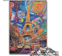 Rompecabezas psicodélico de la Torre Eiffel para Adolescentes, 2000 Piezas, Ideal para Pasar el rato en casa, con póster y Hoja de Trivia a Juego (70x100cm)