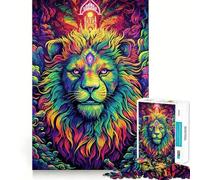 Rompecabezas psicodélico de león de 1000 Piezas para Adolescentes, Juguete para estimular la lógica y aliviar la tensión, Ideal para Pedir (38x52cm)
