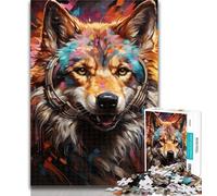 Rompecabezas psicodélico de Lobo para Adultos, 1000 Piezas, Ideal para Adultos y Adolescentes, Ideal para la interacción Entre Padres e Hijos, 50x75cm