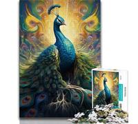 Rompecabezas psicodélico de Pavo Real para Adultos y Adolescentes Difícil de completar, Pero Divertido y Divertido Regalo de cumpleaños, Arte Mural, 38x26cm