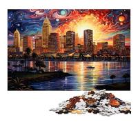 Rompecabezas psicodélico de San Diego de Noche 1000 Piezas para Adultos Una Obra de Arte para Adolescentes a Partir de 14 años (38 x 26 cm)