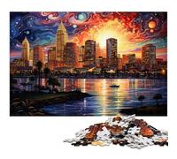 Rompecabezas psicodélico de San Diego de Noche para Adultos de 1000 Piezas Ideal para Regalar antiestrés desafío difícil (tamaño 75 x 50 cm)