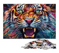 Rompecabezas psicodélico de Tigre de 1000 Piezas, Ideal para Adultos, desafiante Rompecabezas para Adolescentes, Juego Interactivo Divertido para Toda la Familia, 50x75cm/19,68x29,52 Pulgadas.