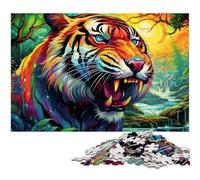 Rompecabezas psicodélico de Tigre de 1000 Piezas. Rompecabezas Imposible para Adultos cumpleaños y festividades. 26x38cm/10,23x14,96 Pulgadas.